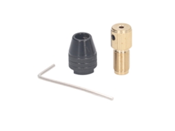 Mandril de 3 garras com pinça autoajustável, haste de extensão e chave Allen para ferramentas rotativas de 2,35 mm.