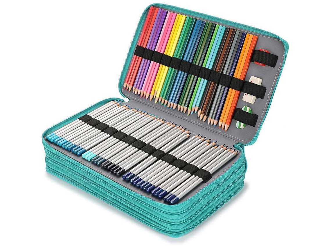 2026 estuche de Lápices Pu para Estudiantes, Funda para Lápices de Colores, Verde Lago
