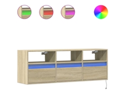Móvel de Parede com Luzes Led Carvalho Sonoma MAISON EXCLUSIVE (130x31x45 cm)
