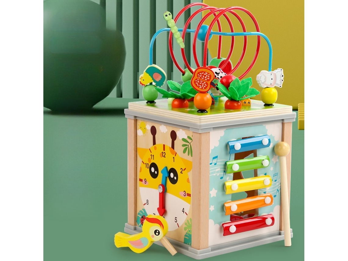 Cubo De Atividades Em Madeira 7 Em 1 Para Bebés, Brinquedo Montessori Para Crianças A Partir De 1 Ano De Idade Hexinyigjly