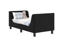 Cama De Solteiro | Camas Para Quarto | Estrutura De Cama Para Criança Com Cabeceira Preto 70 X 140 Cm