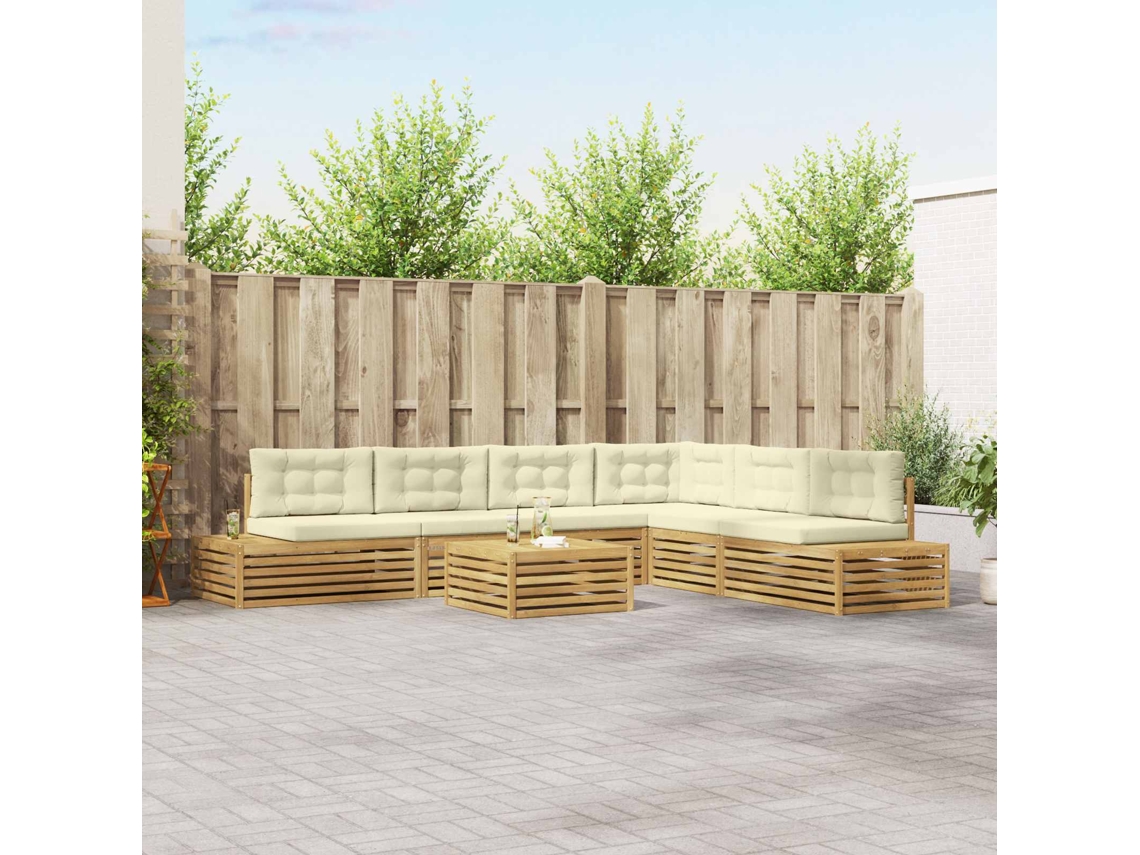 Vidaxl 8 Unid. Conjunto De Sofás Para Exterior Branco