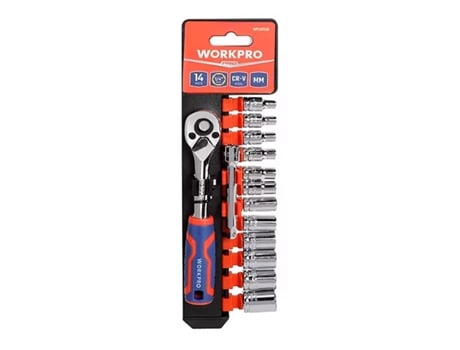 Jogo de Chaves de Encaixe WORKPRO 1/4 14 Partes