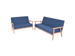 Vidaxl Conjunto De Sofás 2 Pcs Tecido Azul