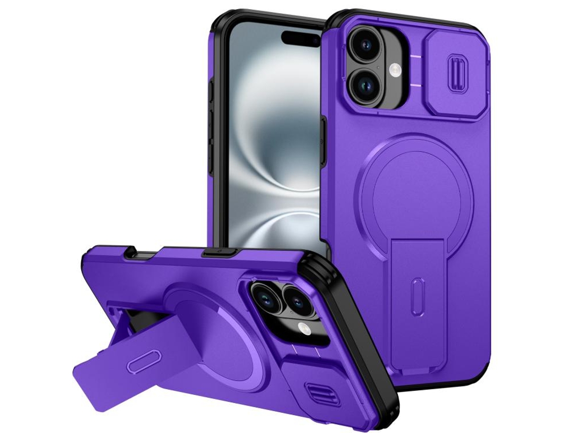 Capa Com Suporte Magsafe Para Iphone 16 Plus - Abertura Deslizante Com Proteção De Câmara
