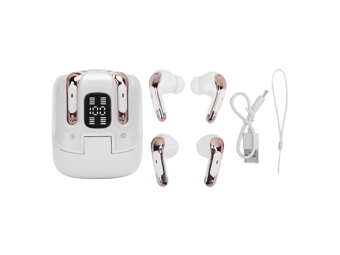 Fones De Ouvido Bluetooth 5.4 Sem Fio 2 Pack Com Display Led Baixa Latência Para Casal Branco