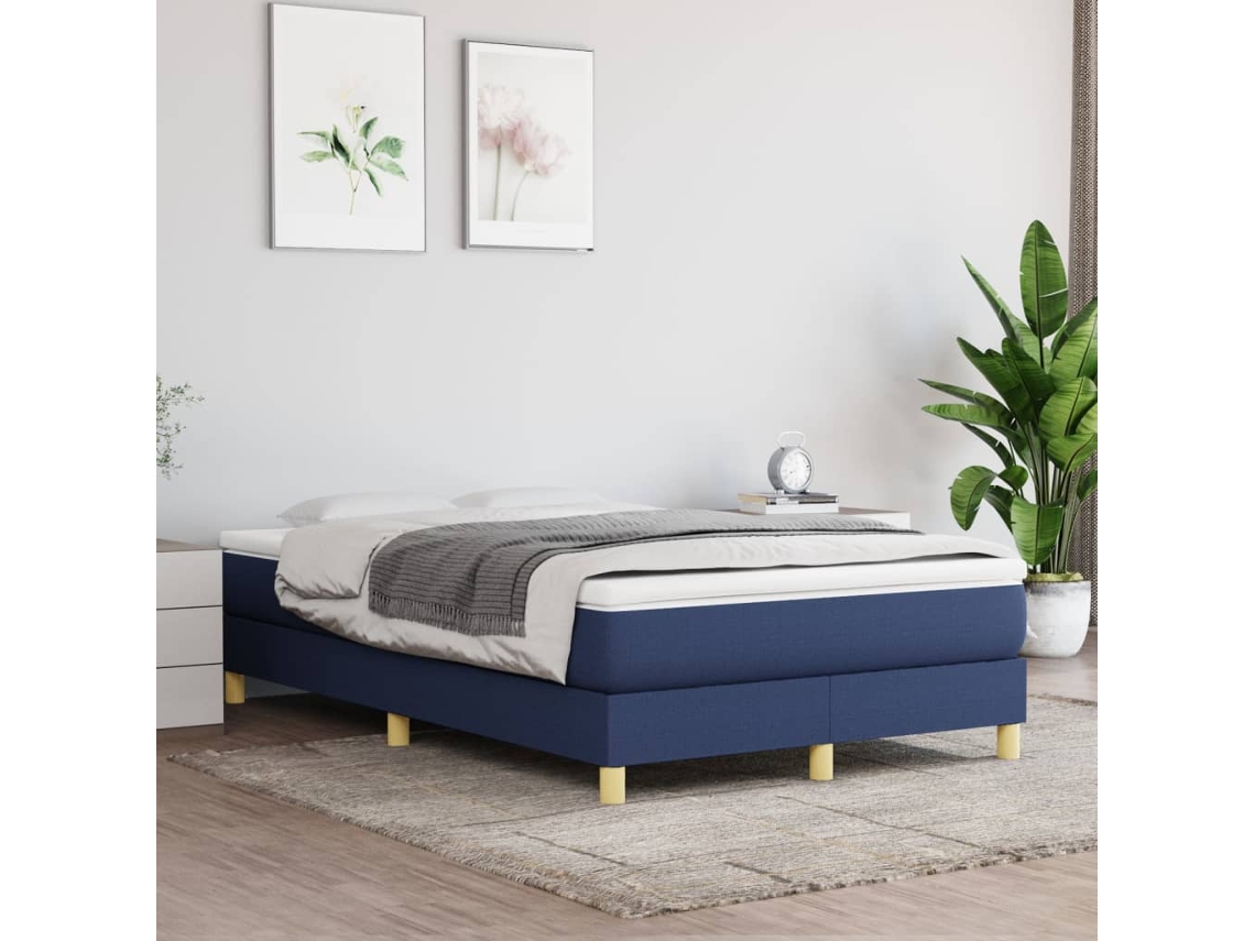Vidaxl Cama com Molas/colchão 120x200 Cm Tecido Azul
