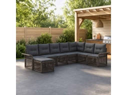 Vidaxl Conjunto De Sofá De Jardim 8 Unid. Cinzento Vime Pe