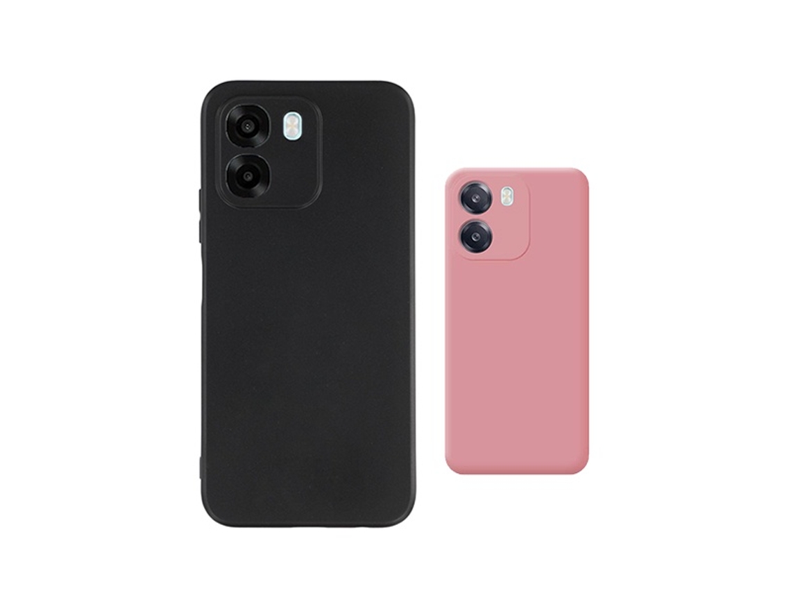 Kit 2x Capa Silicone Líquido Phonecare Para Oppo A6 - Preto / Rosa