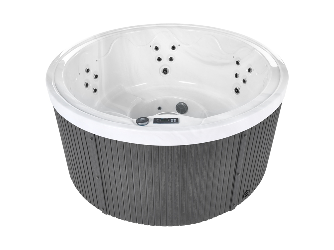 Bañera De Hidromasaje Led Exterior Beliani Marfil De Acrílico Blanco 198x198x90
