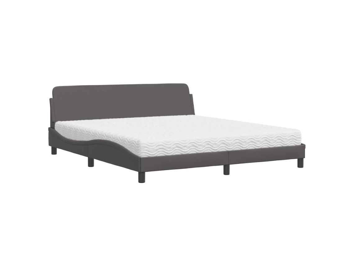 Bed, Beds Vidaxl Cinzeto Couro Artificial (180 X 200 Cm)