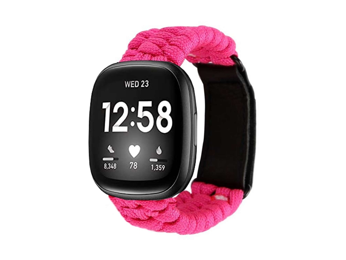 Bracelete Fitbit by Google sense Pulseira corda trançada Rosa