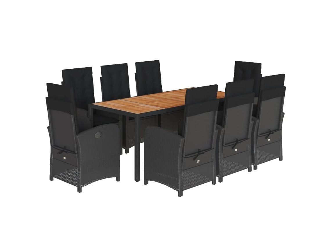Garden Dining Set, Garden Dining Sets Vidaxl Preto Rattan / Vime (mesa Com 190 Cm De Comprimento)