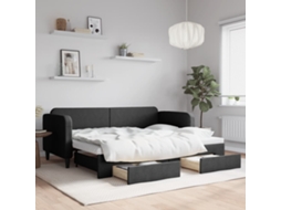Vidaxl Sofá-cama Com Gavetão E Gavetas 80x200 Cm Tecido Preto