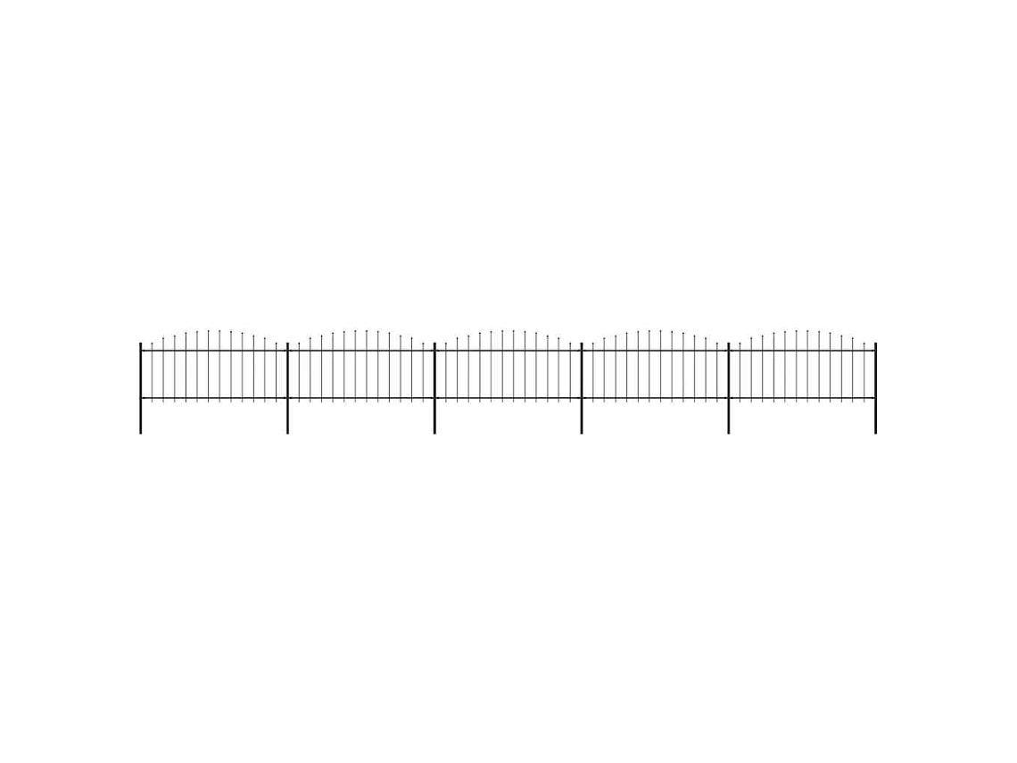 Vidaxl Cerca De Jardim Com Topo Em Forma De Lança Em Aço 892,5x75 Cm, Preta