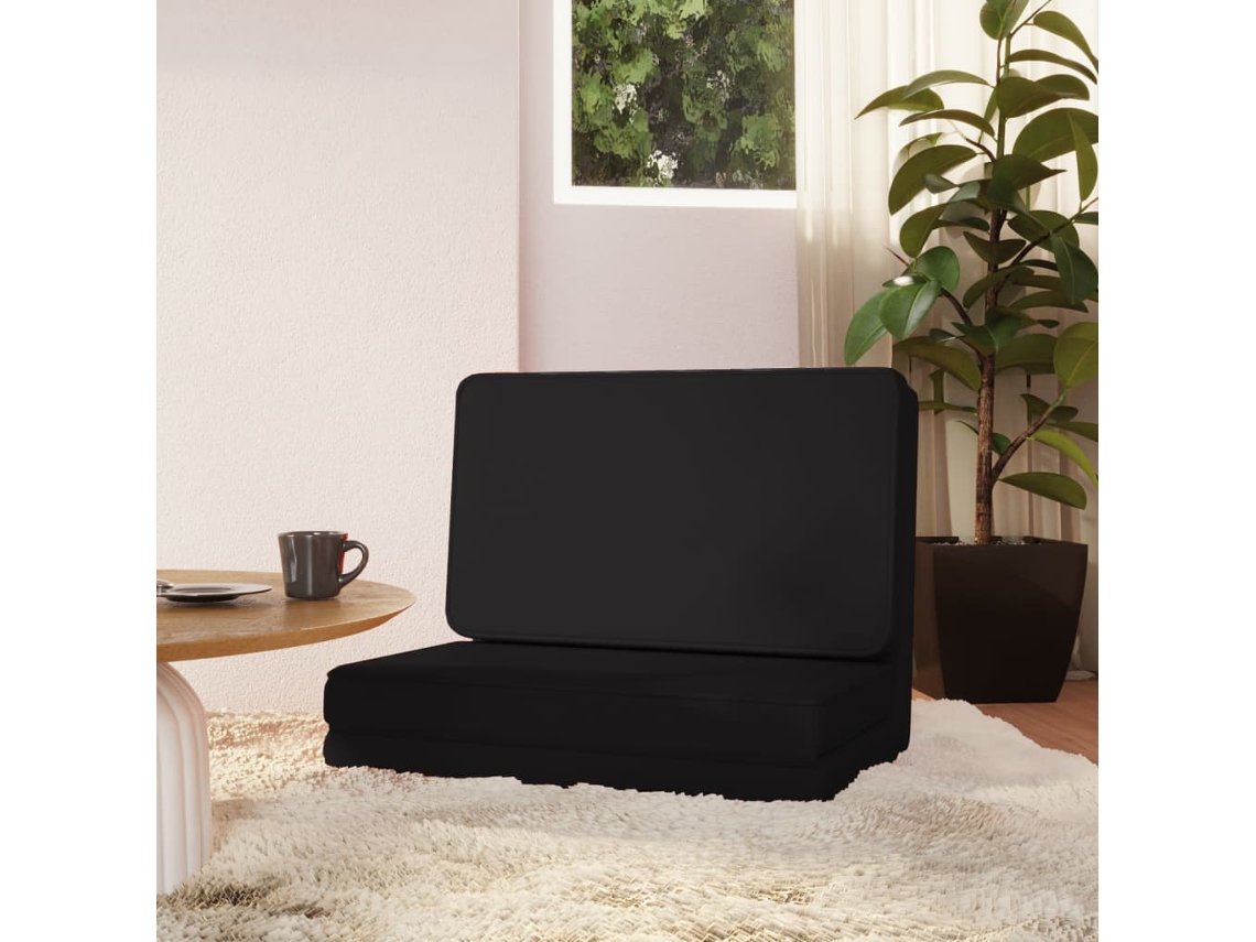 Vidaxl Colchão Dobrável Couro Artificial Preto