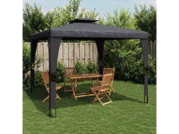 Vidaxl Gazebo Com Telhado Duplo 3,98x2,98 M Aço Antracite