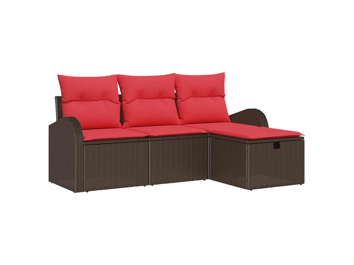 Maison Exclusive - Conjunto De Sofás Com Almofada 4 Pcs Marrom E Vermelho Vime Pe