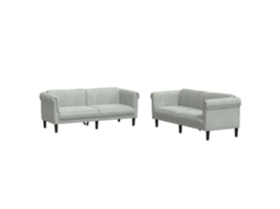 Maison Exclusive - 2 Pcs Conjunto De Sofás Veludo Cinzento-claro