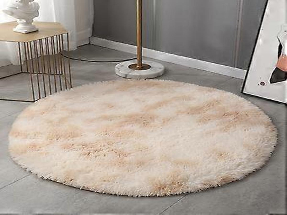 Lurelia Tapete Redondo Antiderrapante Macio Fofo Flanela Bege Colorido 60 Cm Sala Quarto