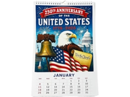 Calendário De Parede| Agenda Comemorativa Do 250º Aniversário Dos Estados Unidos| Organizador Mensal De 2026