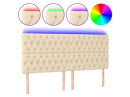 Cabeceira de Cama com Luzes Led Tecido Cor Creme MAISON EXCLUSIVE (180x7x118 cm)