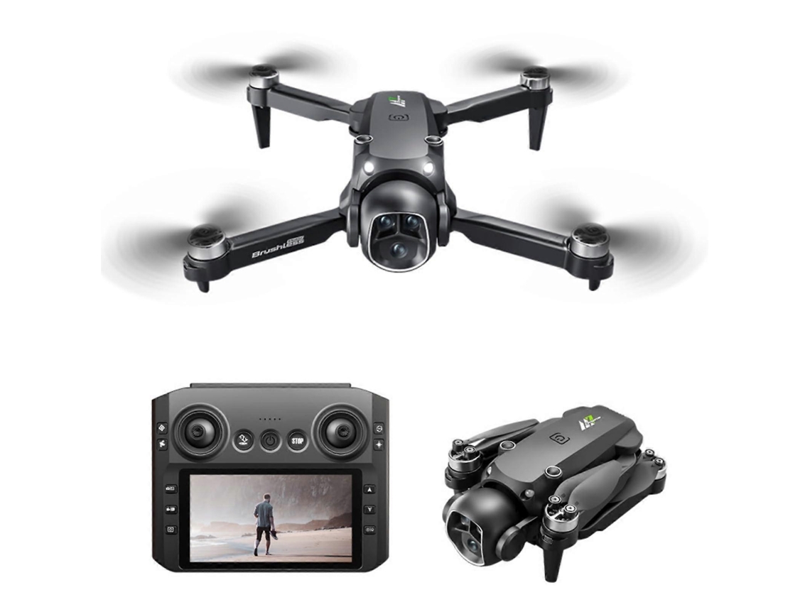 Drone Fpv Dobrável, Motor Brushless, Câmeras Duplas, Display 4.3 Polegadas, 2 Baterias