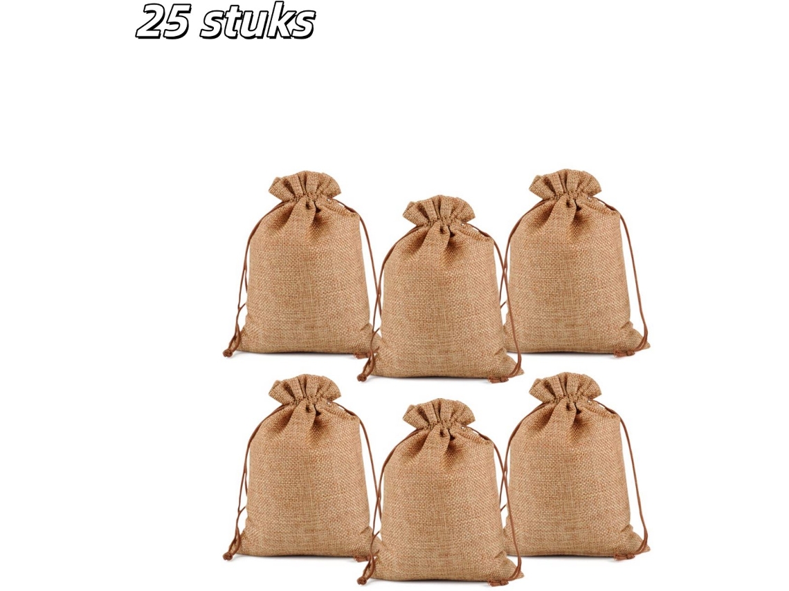 25 Unidades‑saquinhos De Juta Com Fecho De Cordão 13×18 Cm, Adequados Para Joias, Lembranças De Festa E Artesanato, Cor De Juta Escura