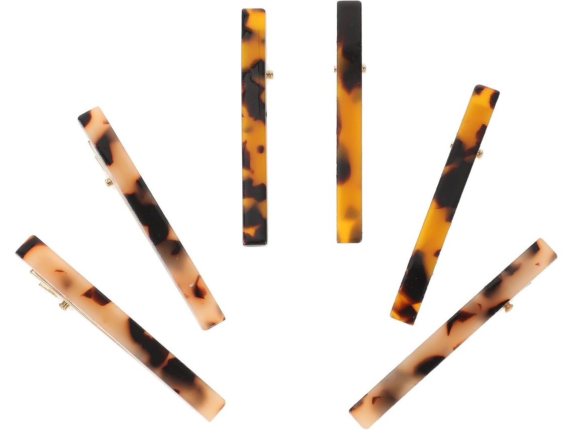 Presilhas de cabelo resistentes e duráveis em acetato com estampa de leopardo, conjunto com 6 unidades.
