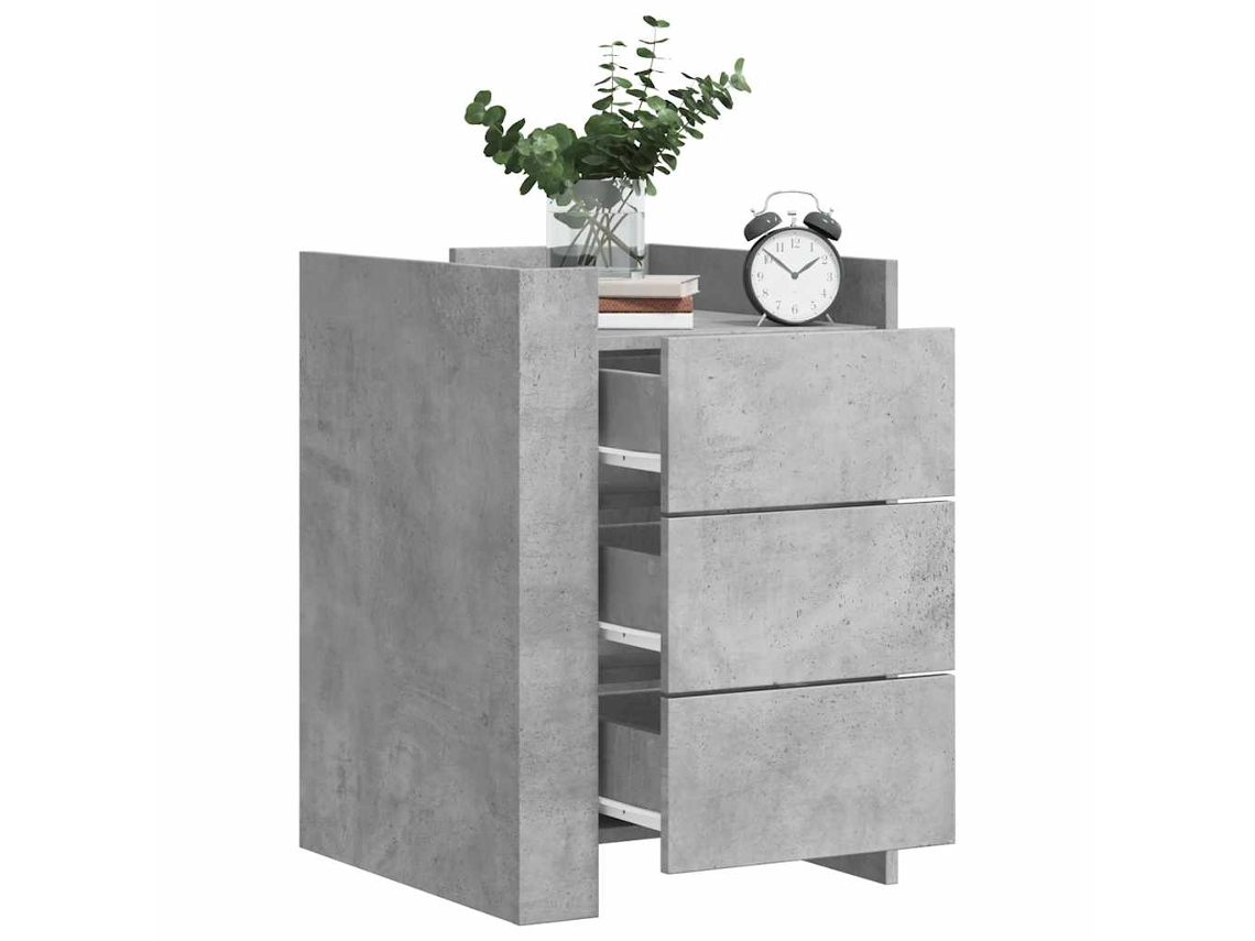 Vidaxl Mesa De Cabeceira 45x50x65 Cm Derivados Madeira Cinza Cimento