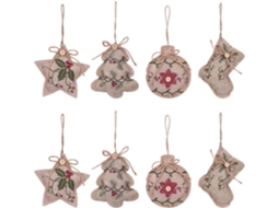 Lote De 8 Decorações De Sapin De En Toile De Juta Com Cordão Et Noeud,