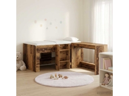 Vidaxl Cama Alta Para Crianças Com Mesa 2 Unid. Madeira Antiga