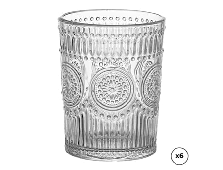 Conjunto De Copos Ovenza Cristal Com Relevo 300 Ml 6 Unidades