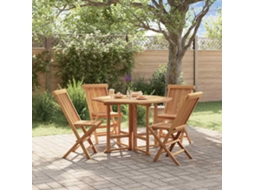 Vidaxl 5 Pcs Conjunto Jantar Dobrável P/ Exterior Madeira Teca Maciça