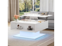 Mesa Centro Elevação Hidráulica 80x75x40cm Alto Brilho Branca