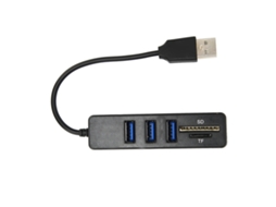 Hub Usb 2.0 De Alta Velocidade Com Leitor De Cartão De Memória, Divisor Usb Plug And Play, Preto Aquaforge