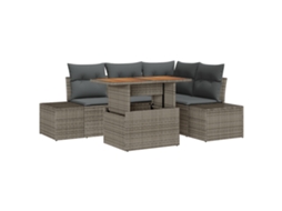 Conjunto 5 Conjunto De Sofá De Jardim Vidaxl Cinzento Vime Pe (100 X 55 X 73 Cm)
