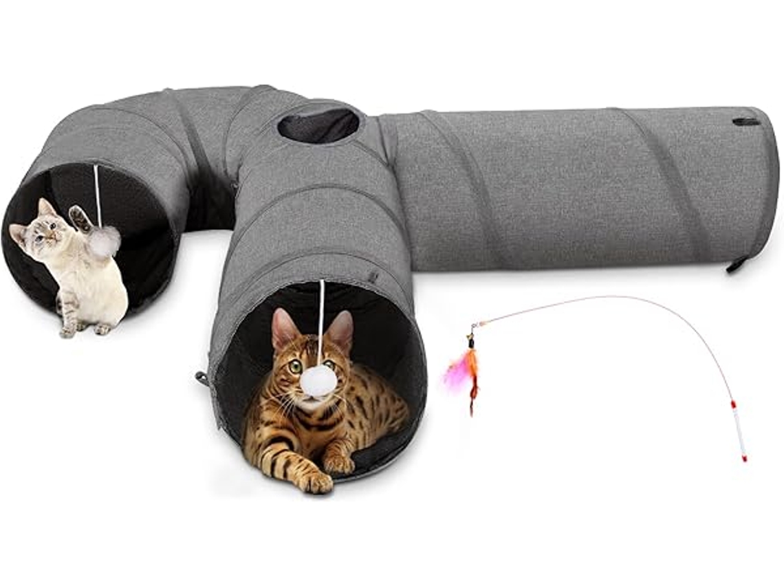 Túnel para Gatos, em Tecido, com Bolas e Brinquedos Dobráveis Retráteis, Adequado Cachorrinhos Coelhos, Educativo, Divertido, Ergonômico STELASPLEN