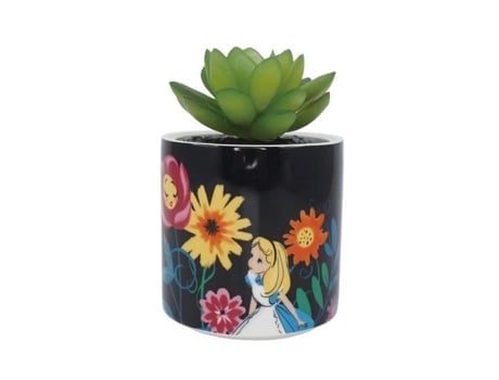 Vaso Hmb Alice No País Das Maravilhas Cerâmica Branco Cilíndrico
