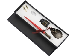 Conjunto De Canetas E Tintas De Madeira Com Pontas De Metal Substituíveis Para Escrever Convites.