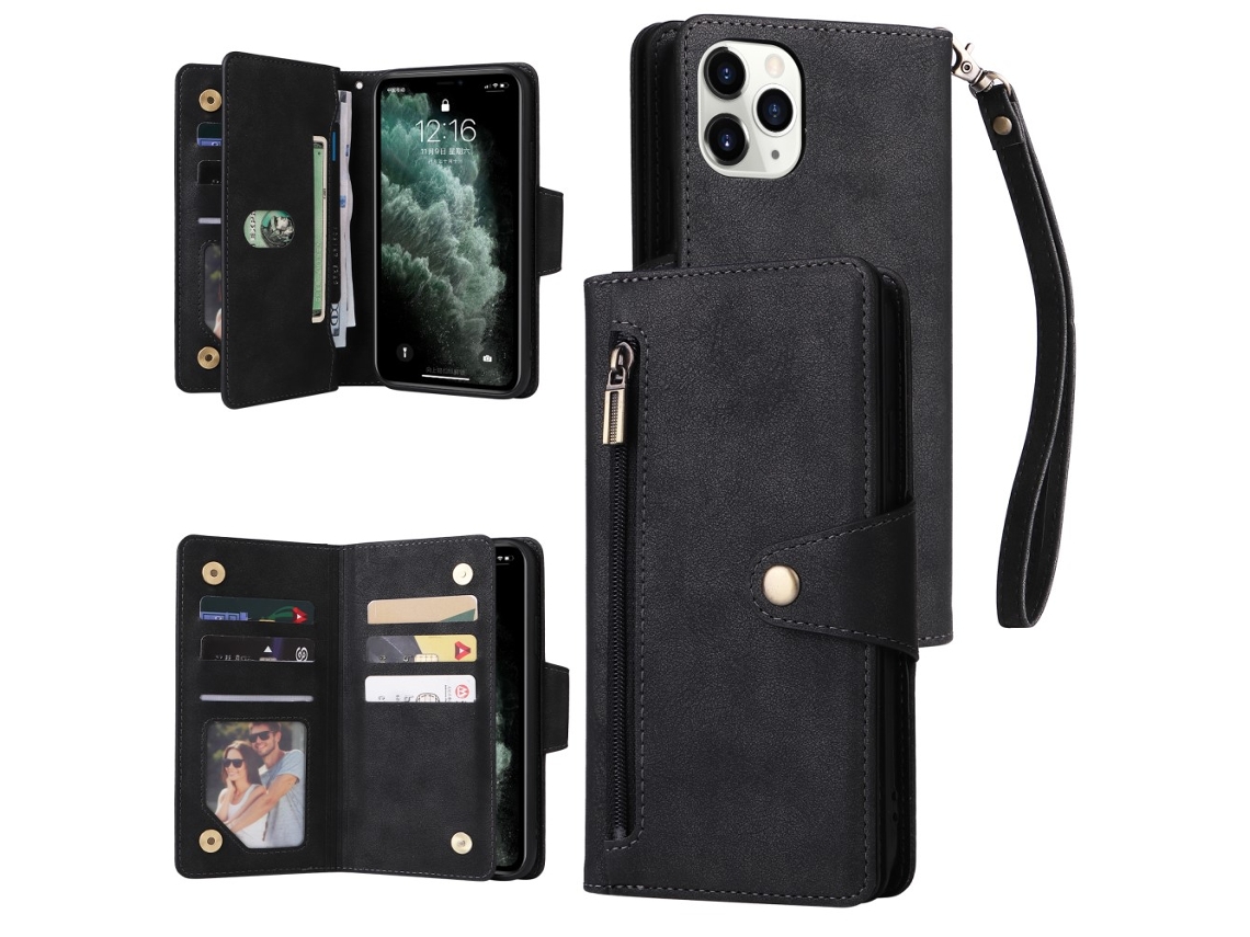 Capa Para Iphone 11 Pro Pele Sintética Preto