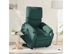 Vidaxl Poltrona Elétrica Elevatória Massagens Tecido Verde-escuro