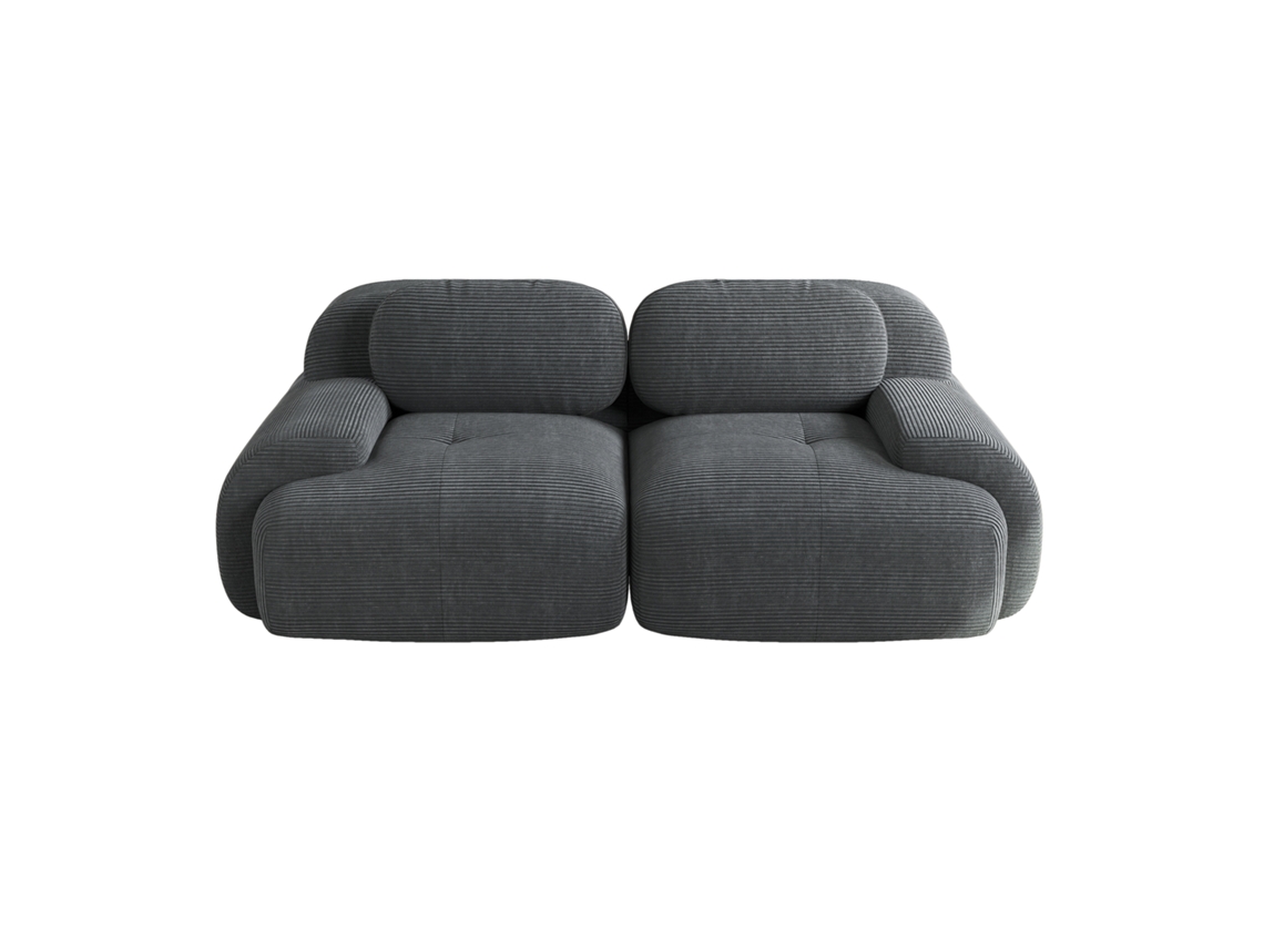 Sofá loveseat em veludo, modular, com braços curvados, antiderrapante, almofadas elásticas, cinza ORBITRA COMMERCE
