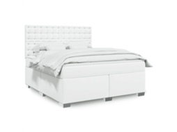 Vidaxl Cama Com Molas/colchão 180x200 Cm Couro Artificial Branco