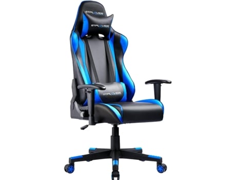 Cadeira Gaming GTPLAYER Ergonómica com Almofada Lombar e apoio de Cabeça Ajustável em Altura para Jogos de Estudo e Trabalho Azul