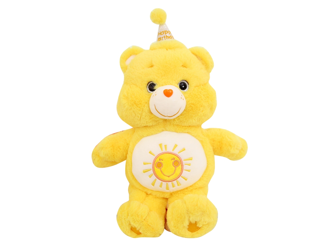 Urso Pelúcia Cute Almofada Decorativa Presente Aniversário Amarelo 33cm