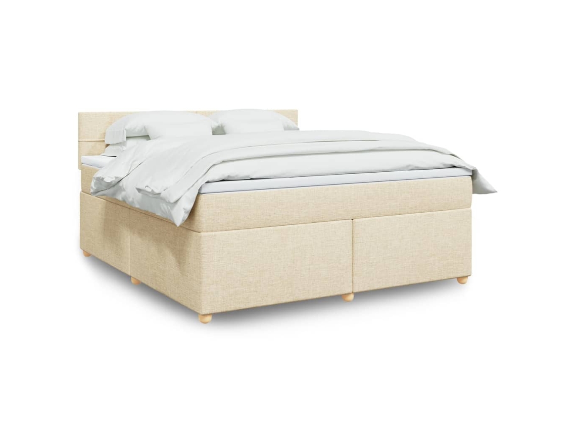 Vidaxl Cama Com Molas/colchão 180x200 Cm Tecido Cor Creme