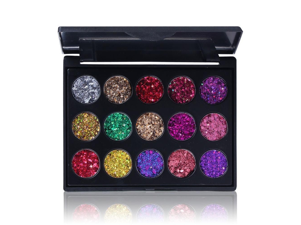 Paleta De Sombras De Olhos Com 15 Cores Glitter Pigmentadas, Waterproof E Longa Duração, Ideal Para Maquilhagem Diária E Festas