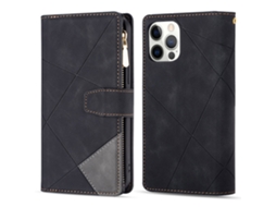 Capa Em Couro Pu À Prova De Quedas Para Apple Iphone 16 Pro - Preto