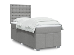 Vidaxl Cama Com Molas/colchão 90x190 Cm Tecido Cinzento-claro